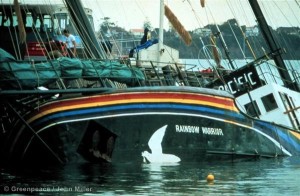 The Rainbow Warrior was sunk in Auckland harbour by two limpett mines placed by French DGSE agents, killing photographer Fernando Pereira. 